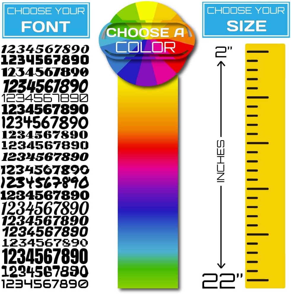 Fairwinds Designs Custom Race Car Number Decals | Set of 3 Heavy Duty Vinyl Stickers | Choose Size