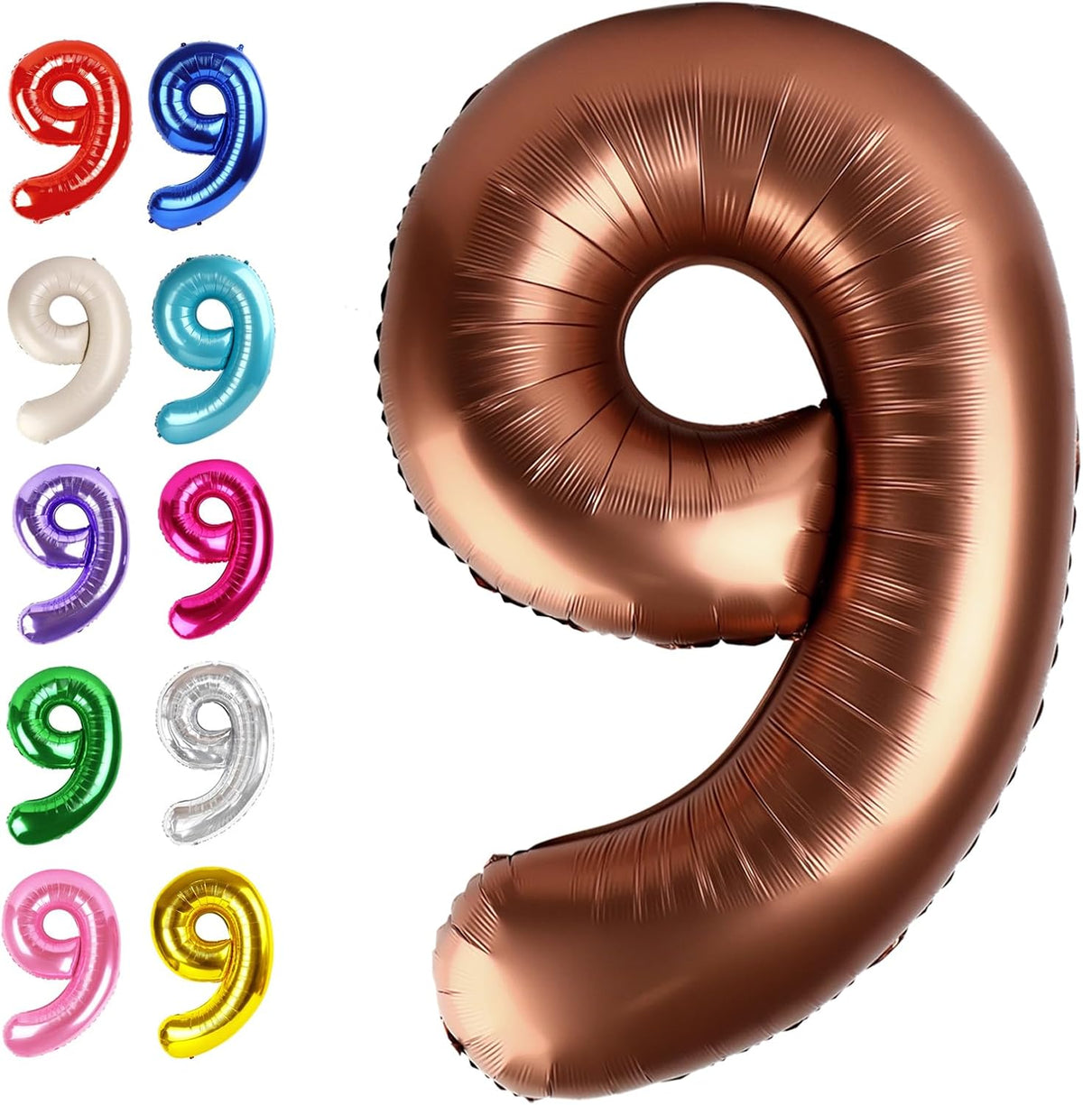 Big Coffee Brown 40 Inch 9 Balloon Number, Jumbo Giant 9th 19 29 39 49 99 Birthday Party