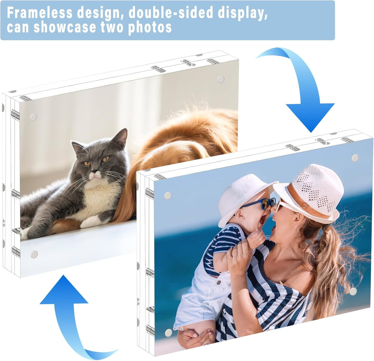 HELPLEX Acrylic Frame, 3 Pack 3.5x5 Acrylic Picture Frames, 20mm Thicker Frameless Clear Frame