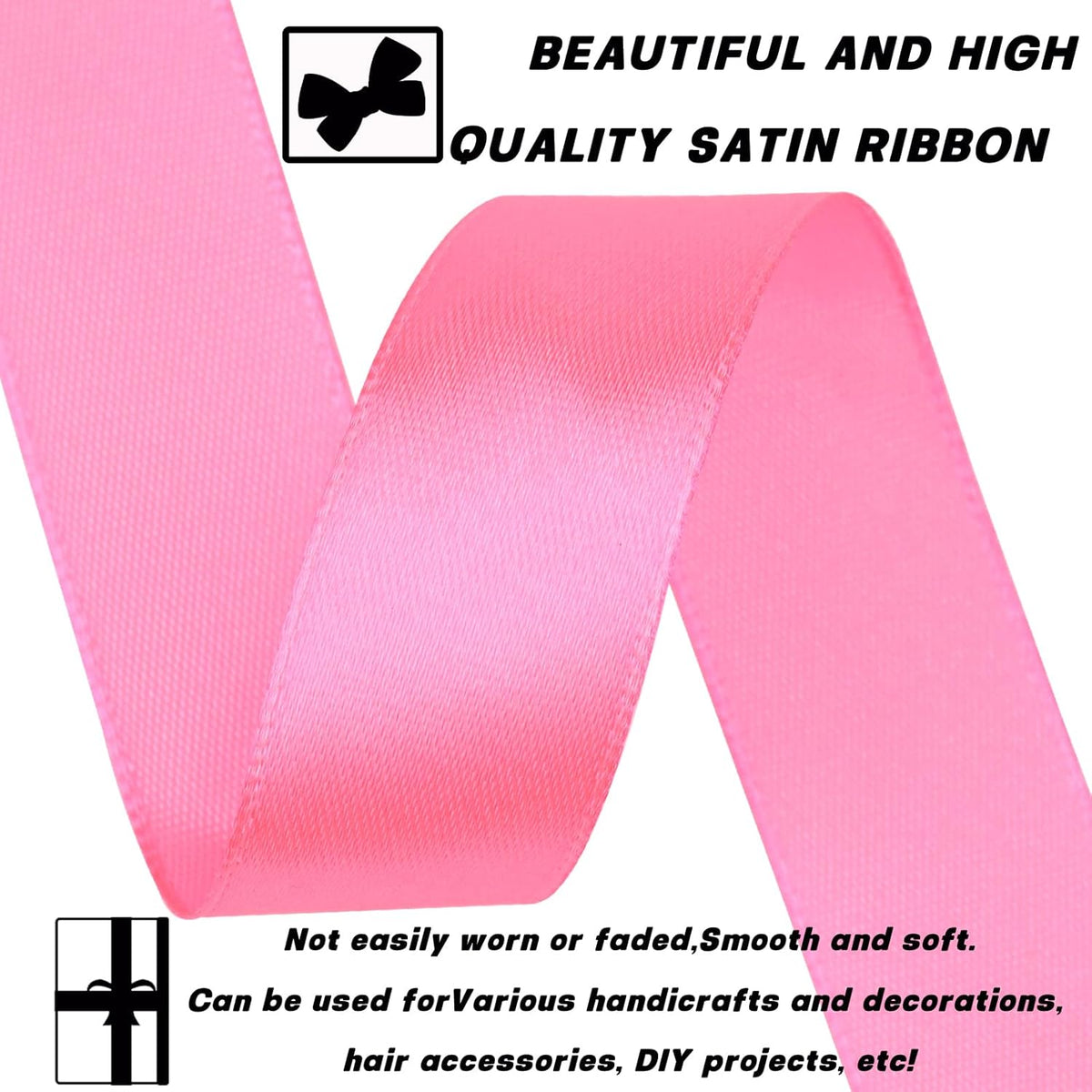 Pink Ribbon 7/8 Inch 30 Yards Satin Craft Ribbon-Single Face Polyester Ribbon for Handmade