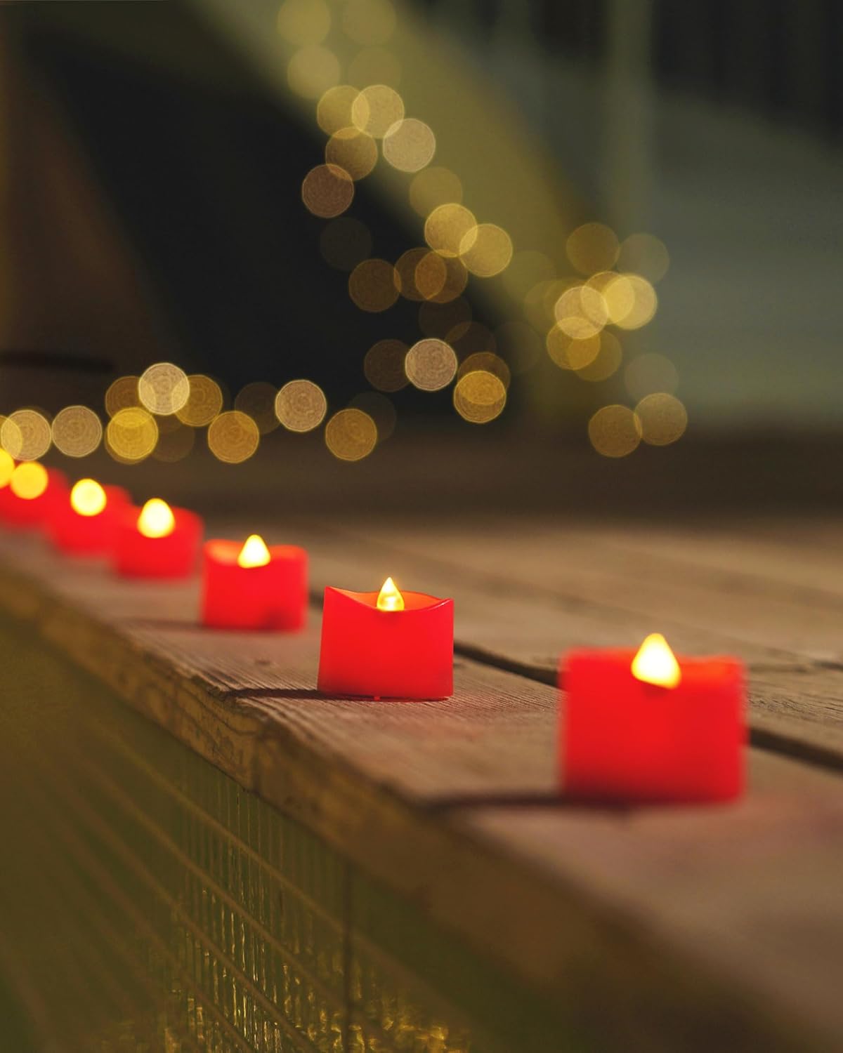 Homemory Red Tea Lights Candles Battery Operated, 200+Hour Flameless Flickering Fake Electric LED