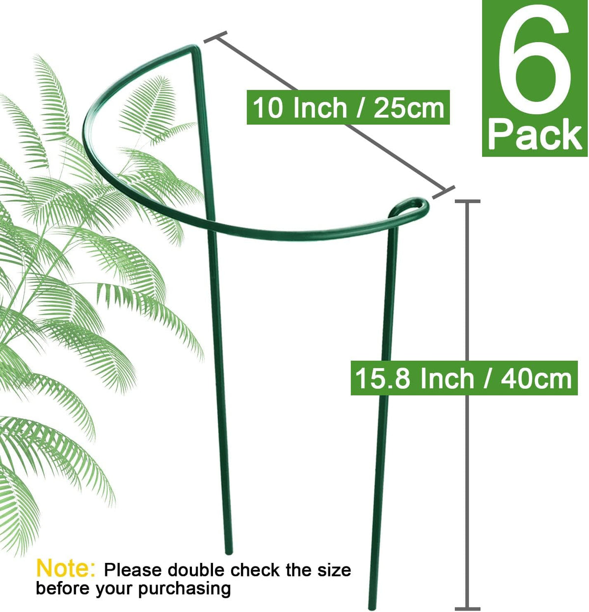HiGift Plant Support Stakes, 6 Pack Metal Peony Cages and Supports, Garden Stakes Plant Support