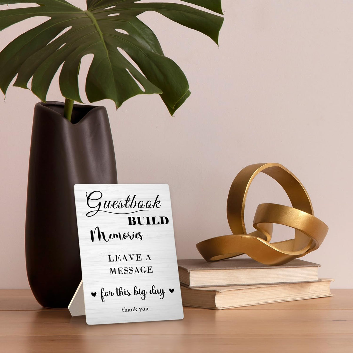 Guestbook Sign, Wedding Guestbook Wooden Sign Stand 5x7inch, Message Guest Book Wedding Sign Stand
