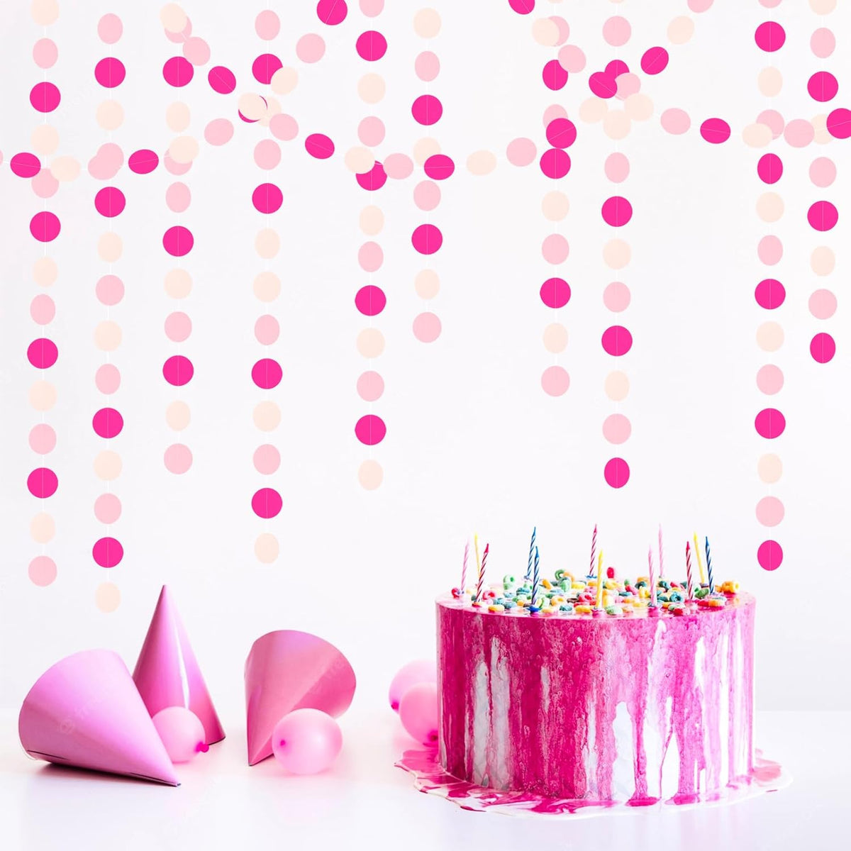 Hot-Pink Party-Decorations Paper-Garland Streamers Banner - 52Ft Girl Birthday Flamingo Baby Shower