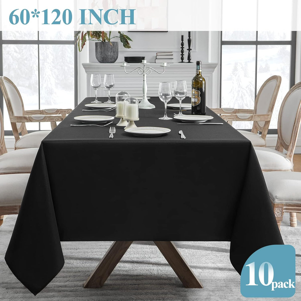 VidaFete Tablecloth 60 * 120inch 10pack Rectangle Table Cloth Polyester, Stain Wrinkle Resistant