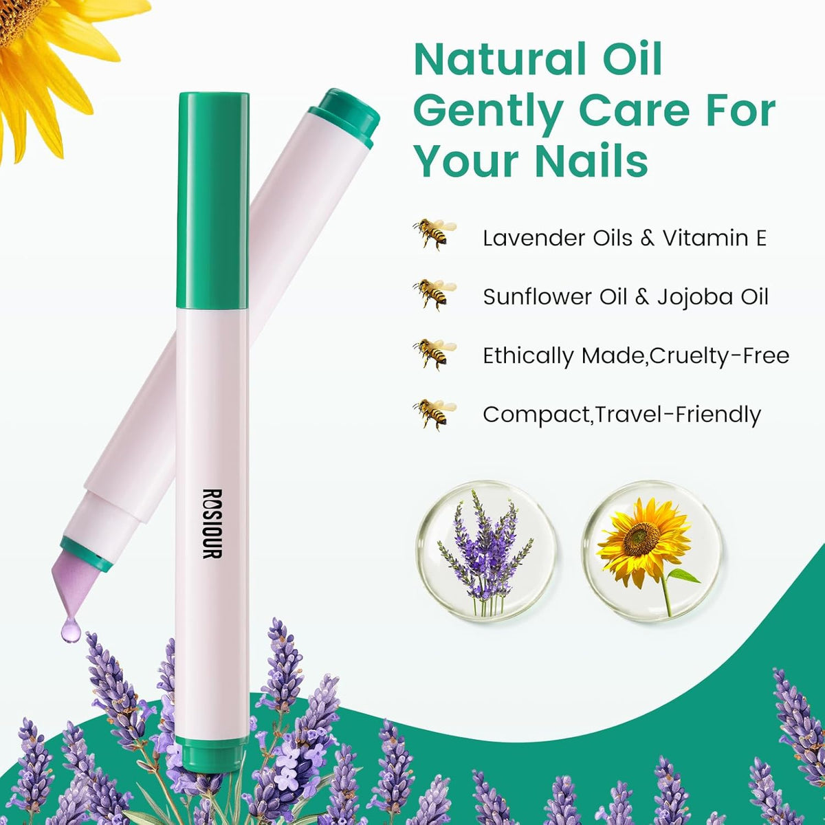 Ceramic Cuticle Oil Pusher Pen: 3-in-1 Nail Cuticle Buffer Pens for Hangnails, Dry & Damaged Nails