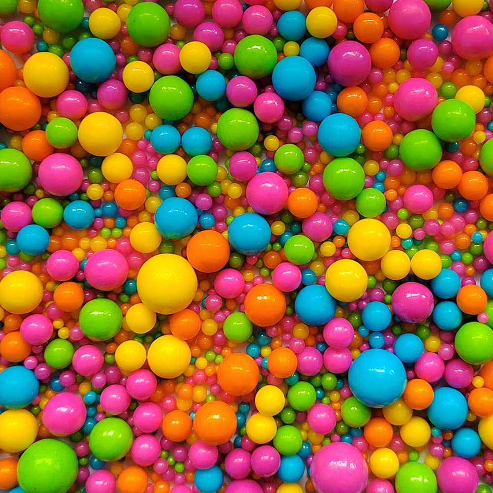Edible Rainbow Sugar Pearls Candy Sprinkles 120G/ 4.23Ounce Baking Cake Sprinkles Cupcake and Cake