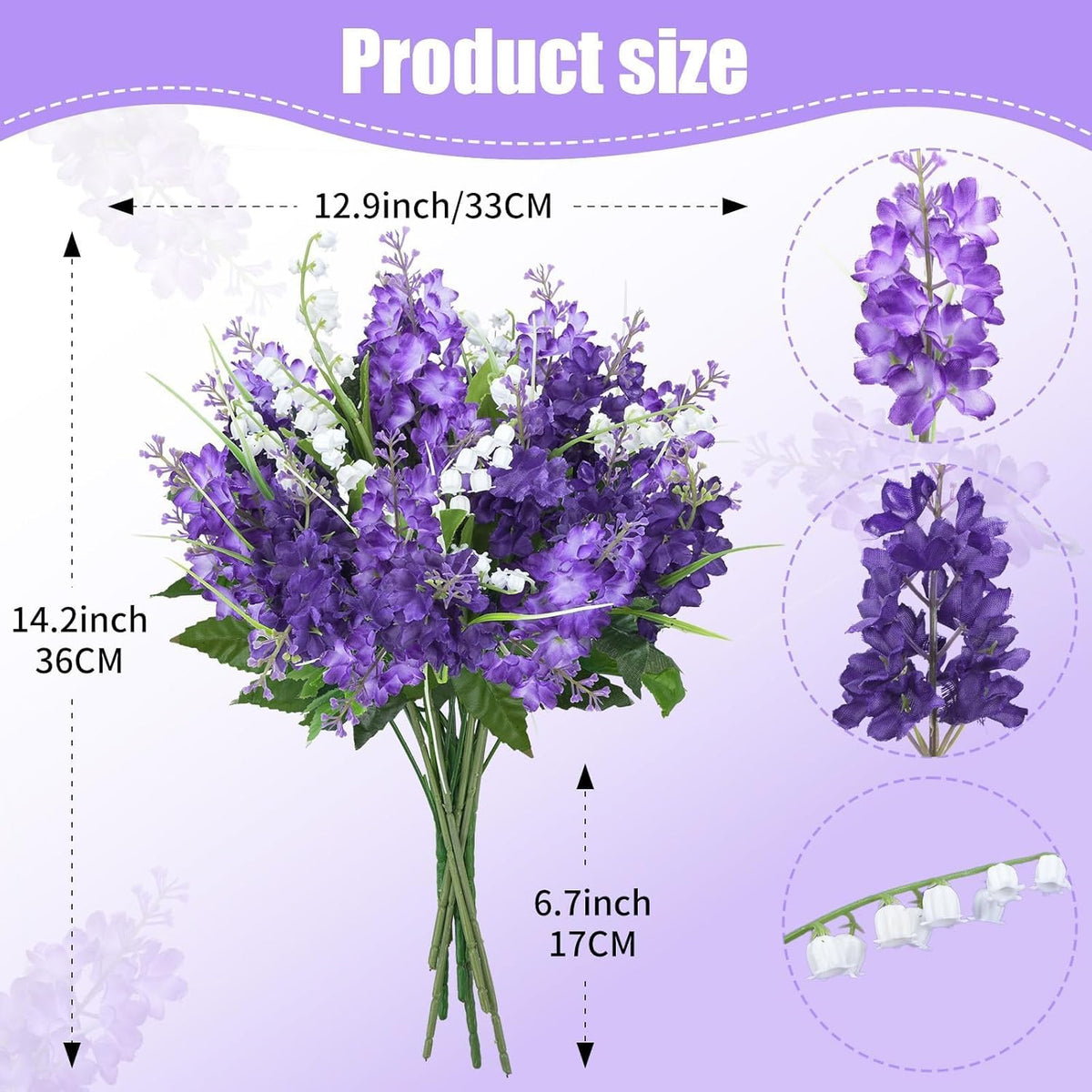 10Pcs Lilac Flowers Artificial Bouquet Fake Purple Flowers Faux Lilacs Mix Bush Artificial Purple