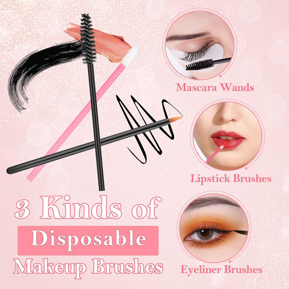 Disposable Applicators Kit With Makeup Puff, Mixing Palette, Artist Supplies, Accessories, Mascara