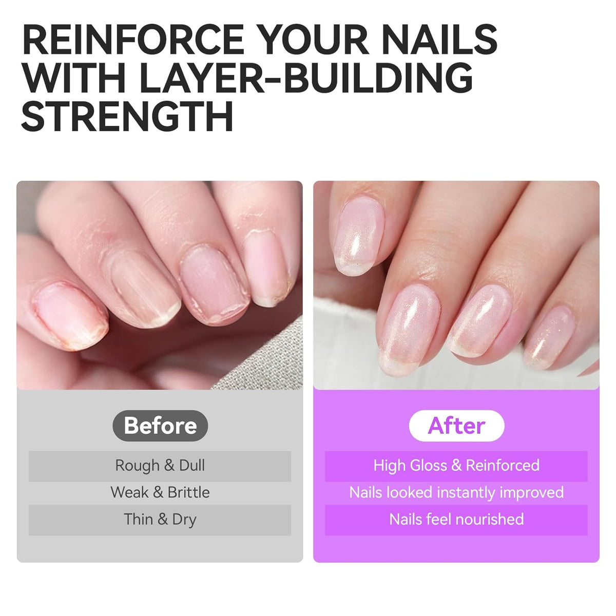 Women Nail Strengthener Protein for Daily: Glittering Pearl 15ml Gelike EC 6 in 1 Nail Treatment