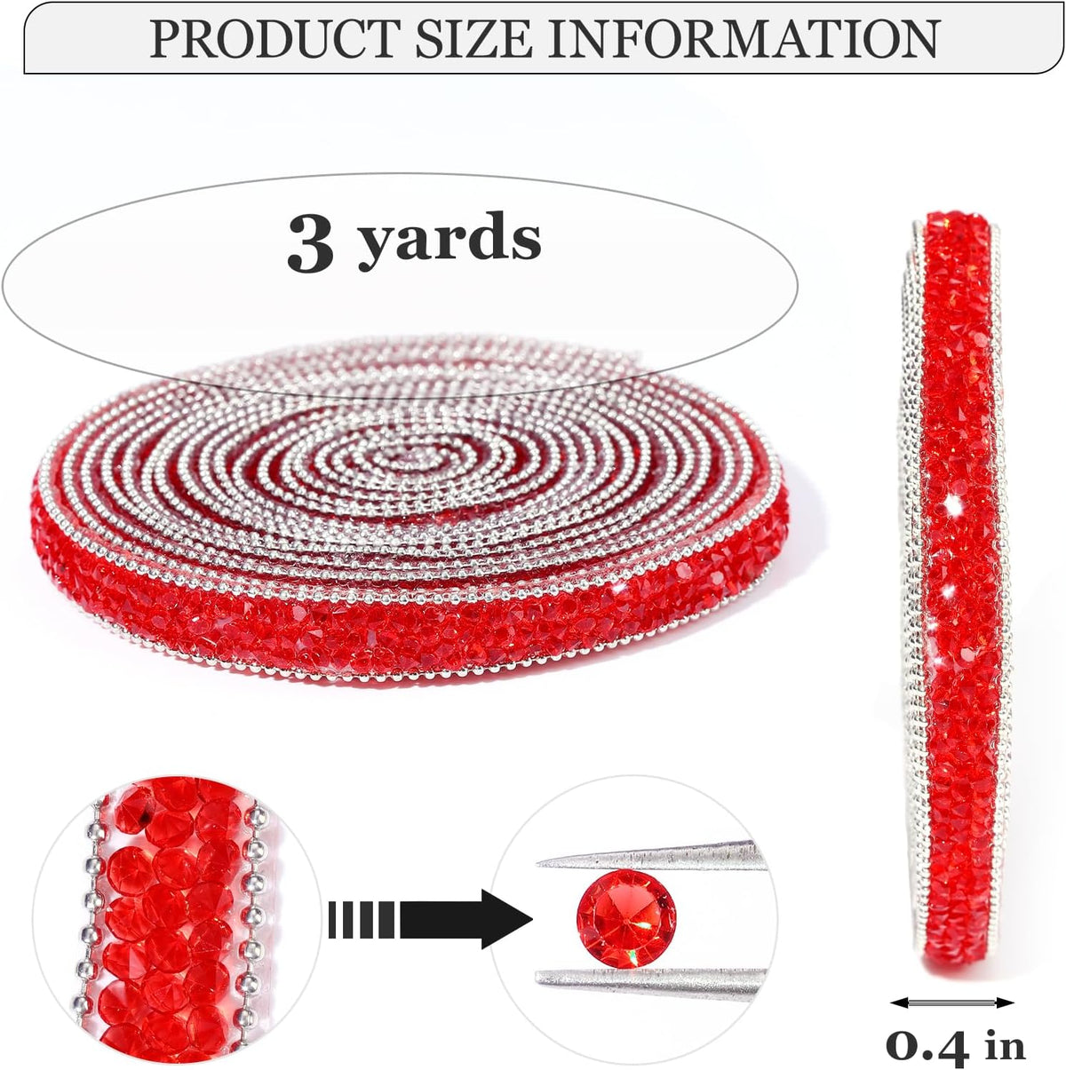 Rhinestone Ribbon 3 Yards Self Adhesive Rhinestone Strips Diamond Ribbon Sticker Crystal Roll