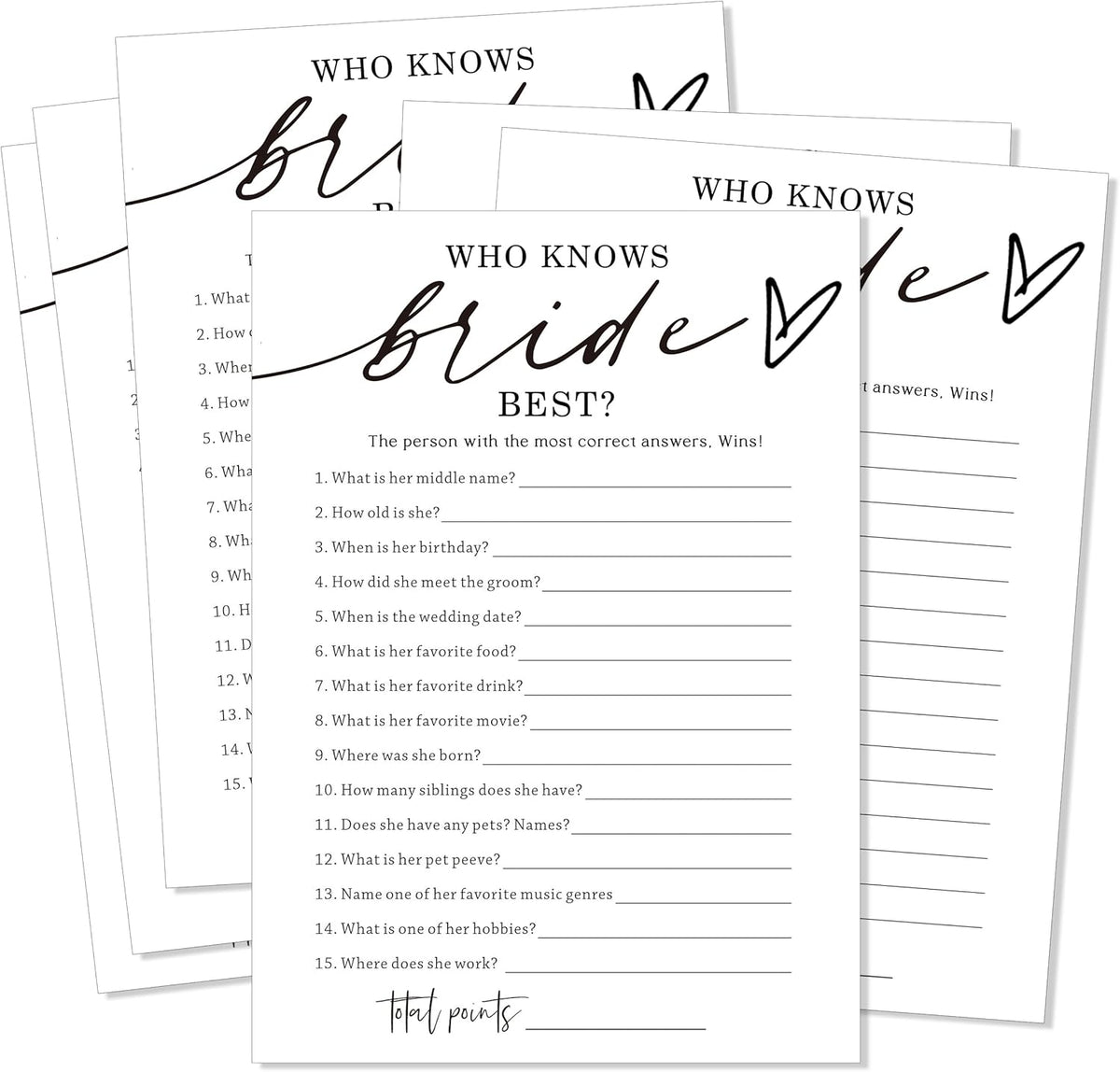 Fun Wedding Shower Games Cards Who Knows The Bride Best Engagement Party Wedding Game Bridal Shower