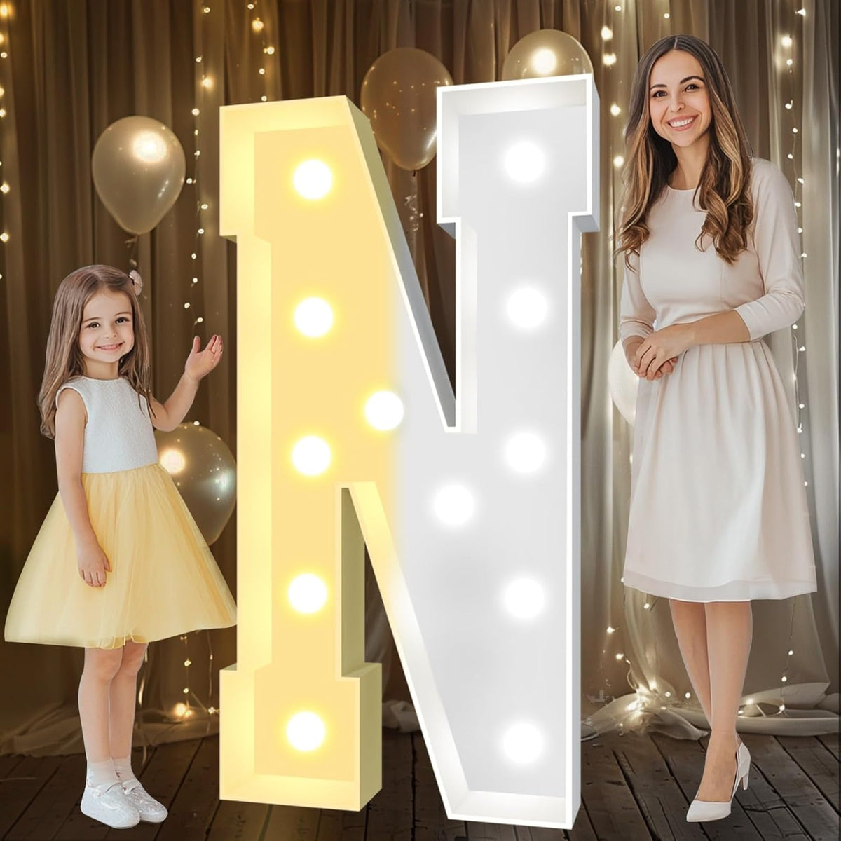 Pooqla 4 FT Marquee Light Up Letters, Cool White and Warm White Marquee Letter 4 Feet Tall, Giant