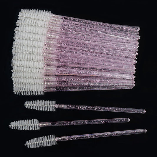 300PCS Disposable Mascara Wands Spoolie Brush Crystal Eyebrow Brushes Eyelash Extension Applicator