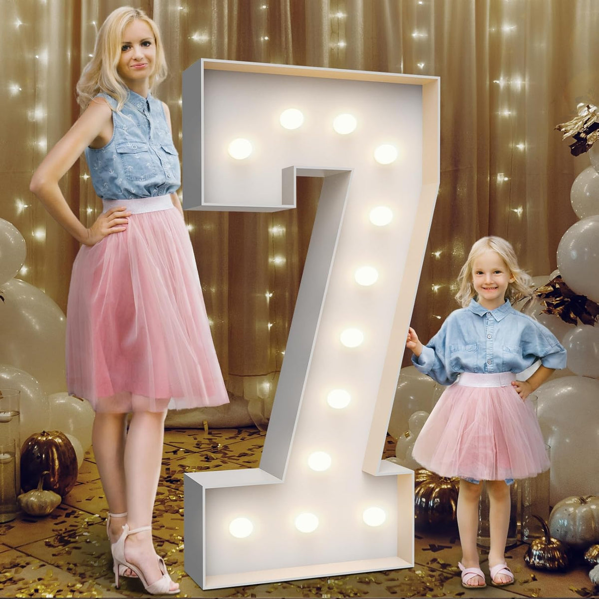 4FT Marquee Light Up Numbers 7,Party Decoration Large Marquee Light Up Letters with Weighted Water