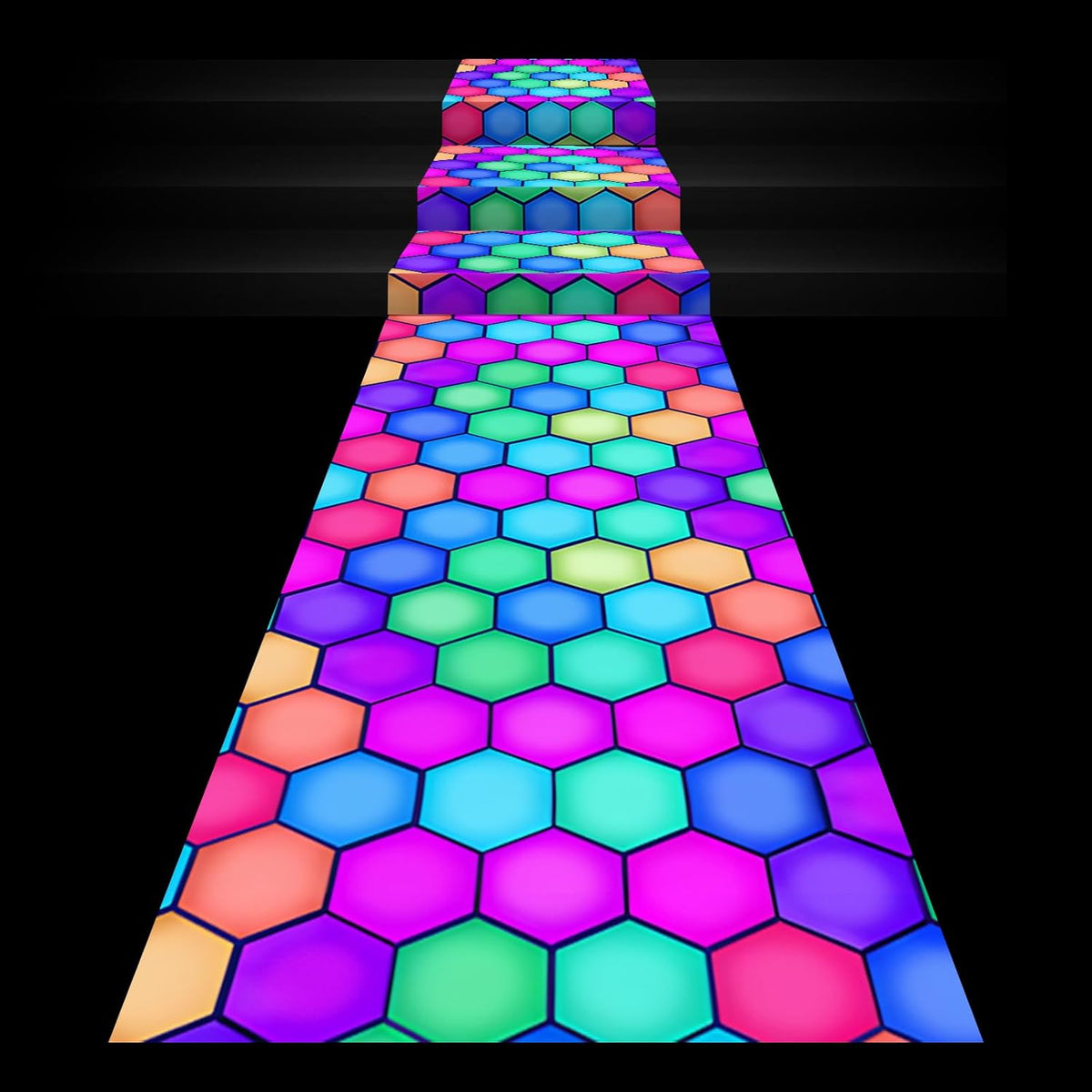 Haull 118 x 39 Inch Neon Light up Dance Floor Glow in The Dark Runner UV Reactive Blacklight Floor