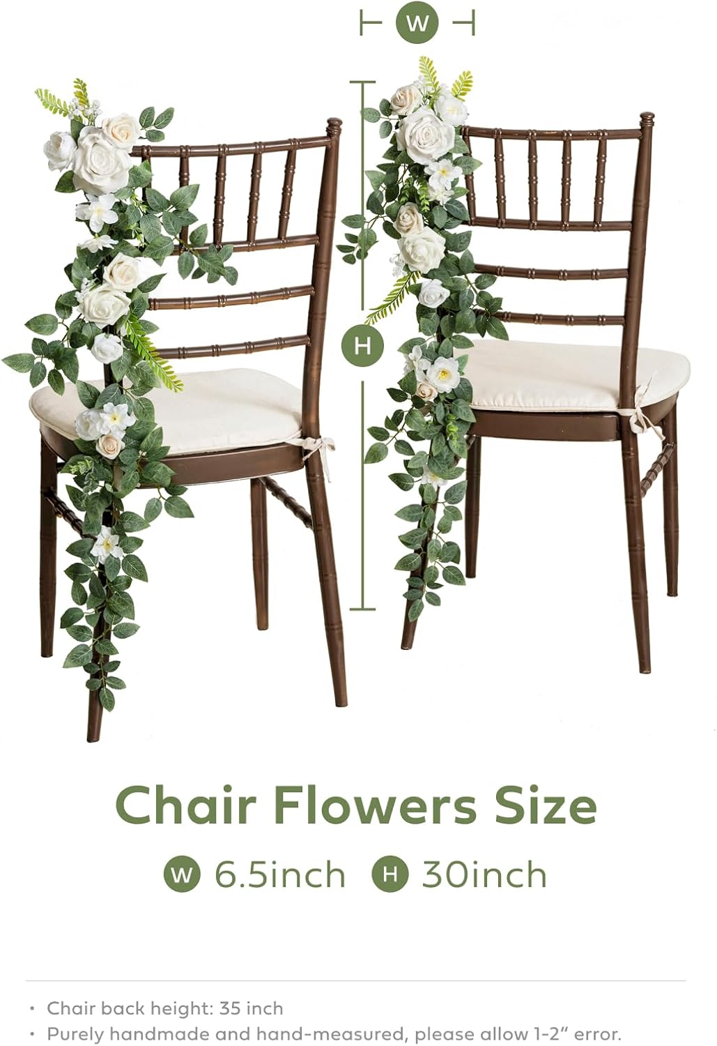 Ling's Moment 10pcs Wedding Chair Decorations Aisle Floral Swag Artificial Pew Flowers Hanging