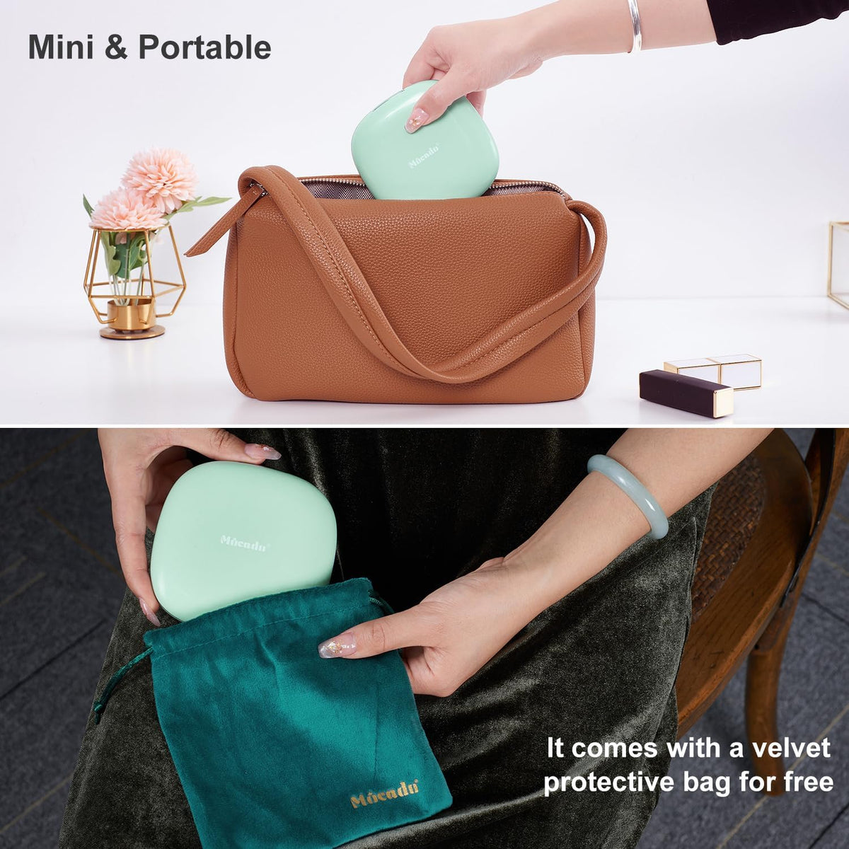 Mocado Compact LED Travel Makeup Mirror - 4 Inches 1X/10X Magnification Travel Mirror with Light