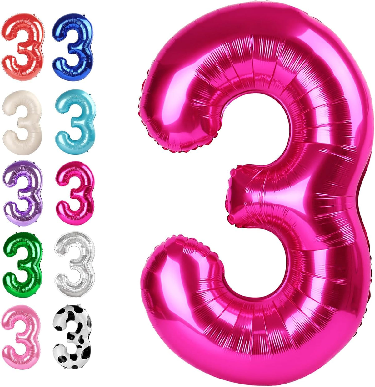 40 Inch Hot Pink 3 Large Number Balloon, 3 13 23 30 33 36 38 Hot Pink Birthday Party Decorations