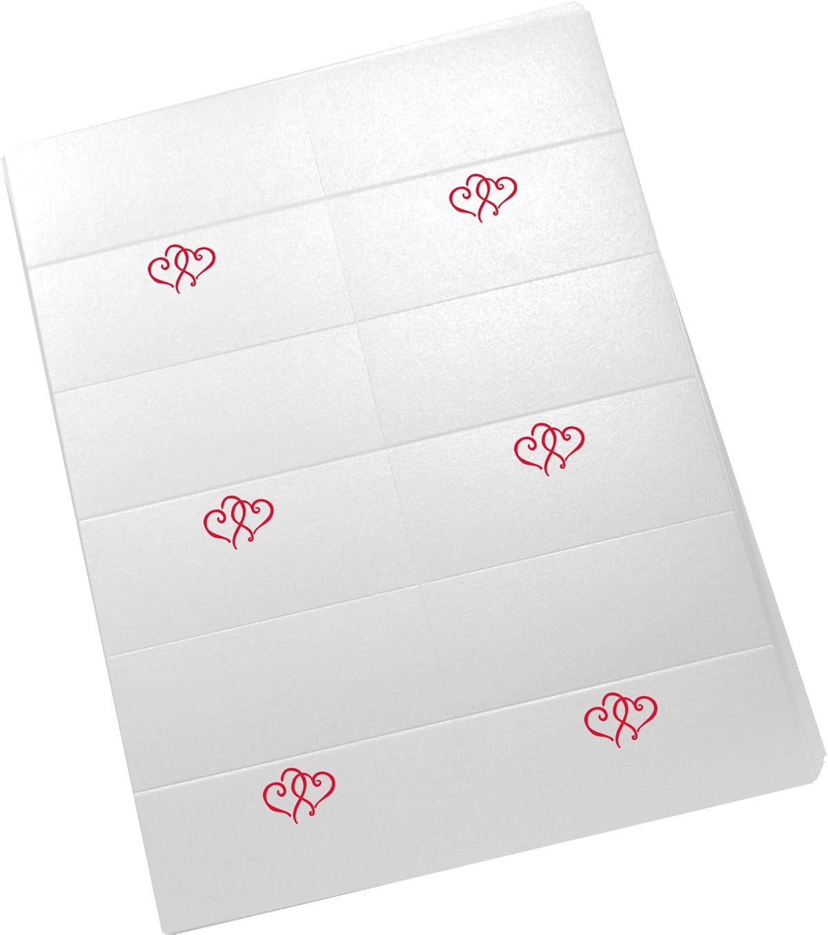 Linked Hearts Printable Place Cards, Ruby Red (Choose Color), Set of 150 (25 Sheets), Laser &
