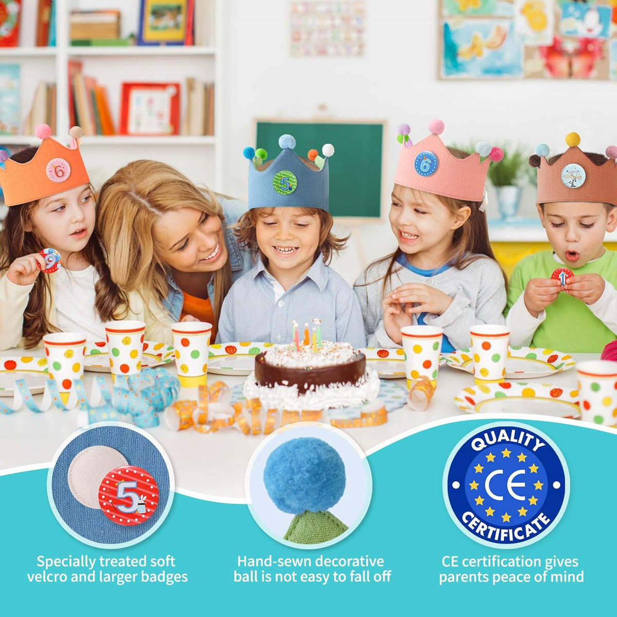 Reusable Birthday Crown with Numbers,Kids Birthday Hat Fabric Crown Pertain Kids Boy Toddler Girl