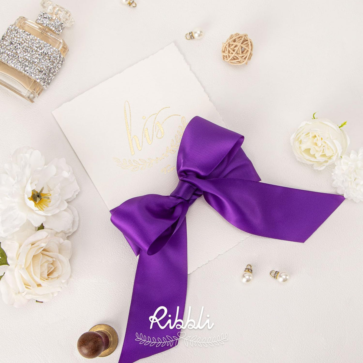 Ribbli Purple Satin Ribbon 2 Inch x Continuous 10 Yards, Double Faced Satin Ribbon Use for Bows