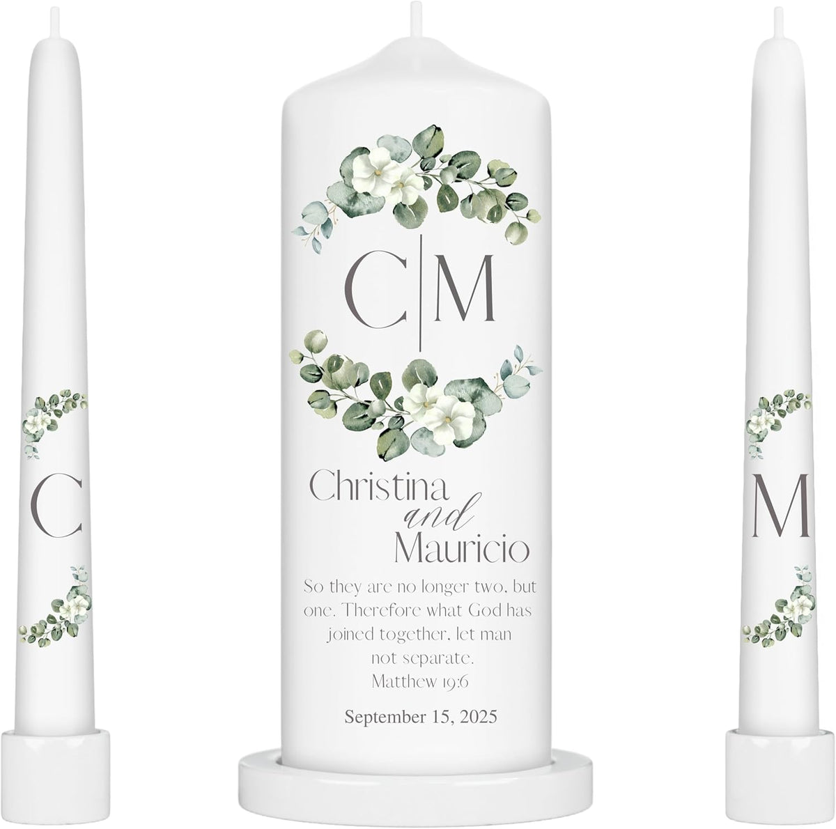 Unity Candles for Wedding, Modern Unity Set, Custom and Personalized Pillar and Taper Candles with