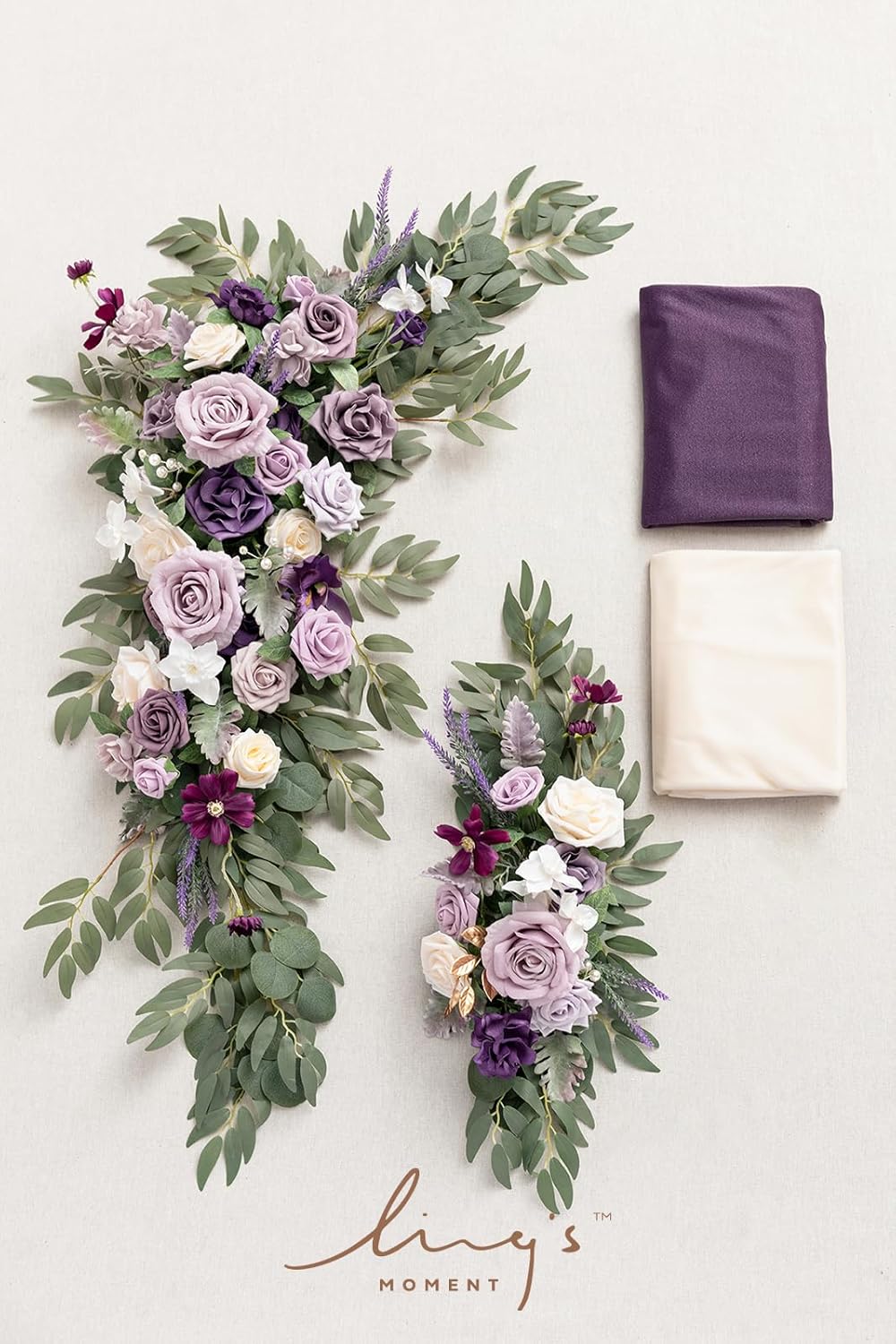 Ling's moment Purple Lilac Artificial Wedding Arch Flowers Kit Pack of 4, 2pcs Hanging Flower