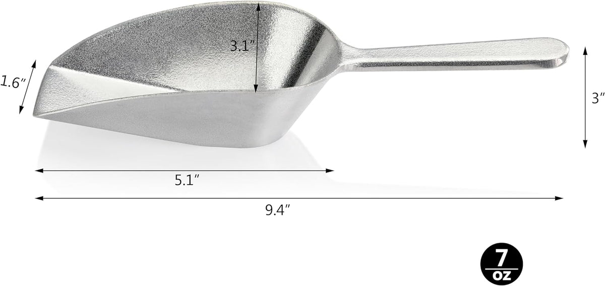 New Star Foodservice 34684 One-Piece Cast Aluminum Flat Bottom Bar Ice Flour Utility Scoop