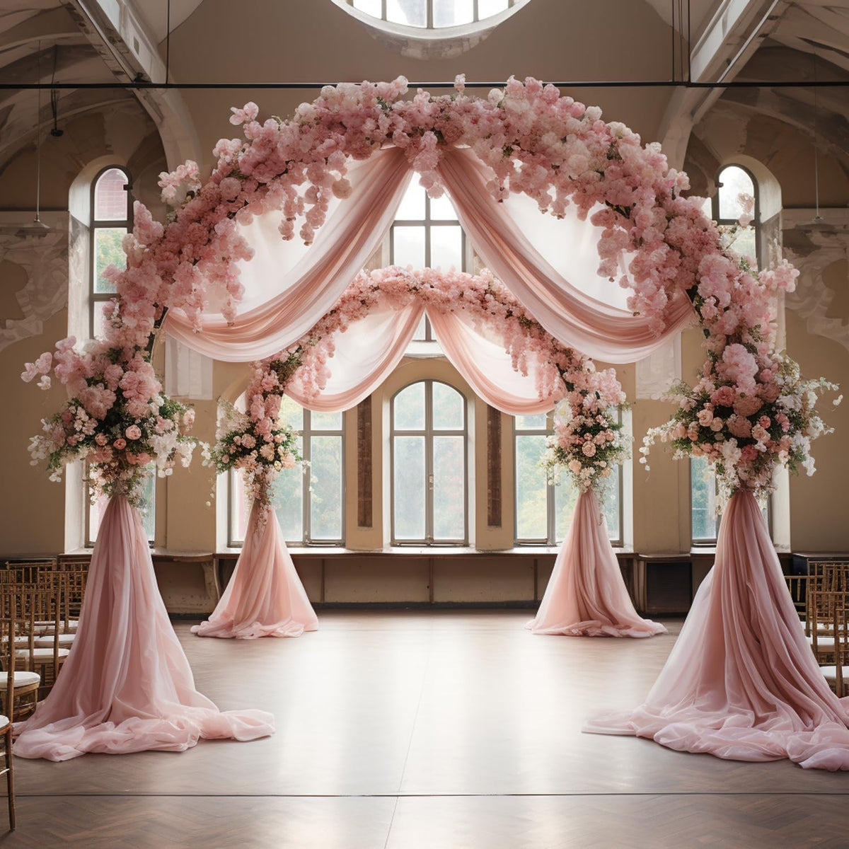 Wokceer Wedding Arch Draping Fabric 6 Panels 28.7" x 20FT Dusty Rose Drapes Sheer Fabric Backdrop