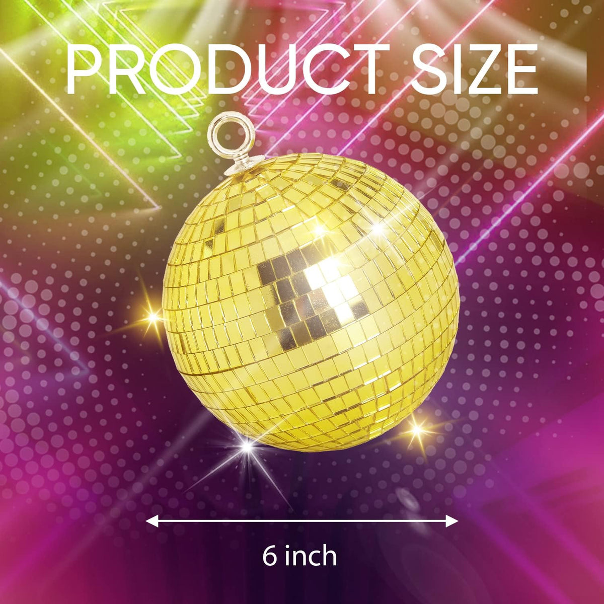 Mirror Disco Ball Decor, 6 inch Stage Mirror Balls Gold Disco Ball Ornaments Reflective Party