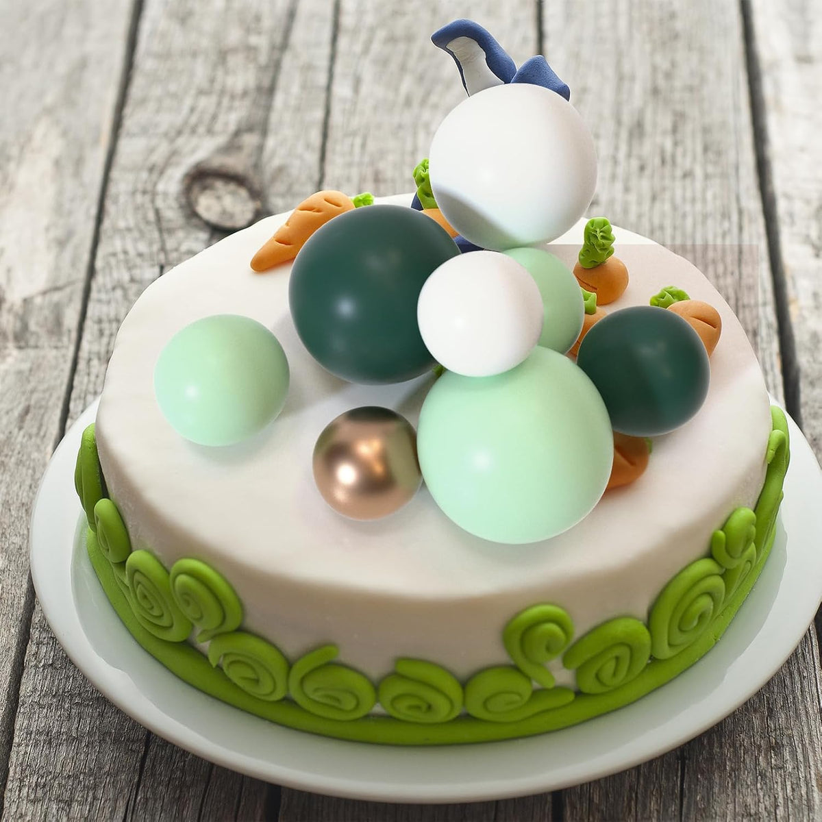 ASTARON 20 Pcs Ball Cake Topper Decorations Mini Balloons Cake Topper Sticks Light Green Balls Cake