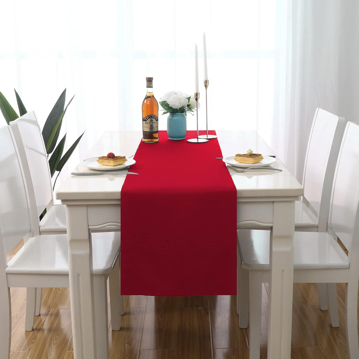 DUALIFE 2 Pack Table Runner 14 x 72 Inch Long Table Cloth Table Runners for Wedding Engagement