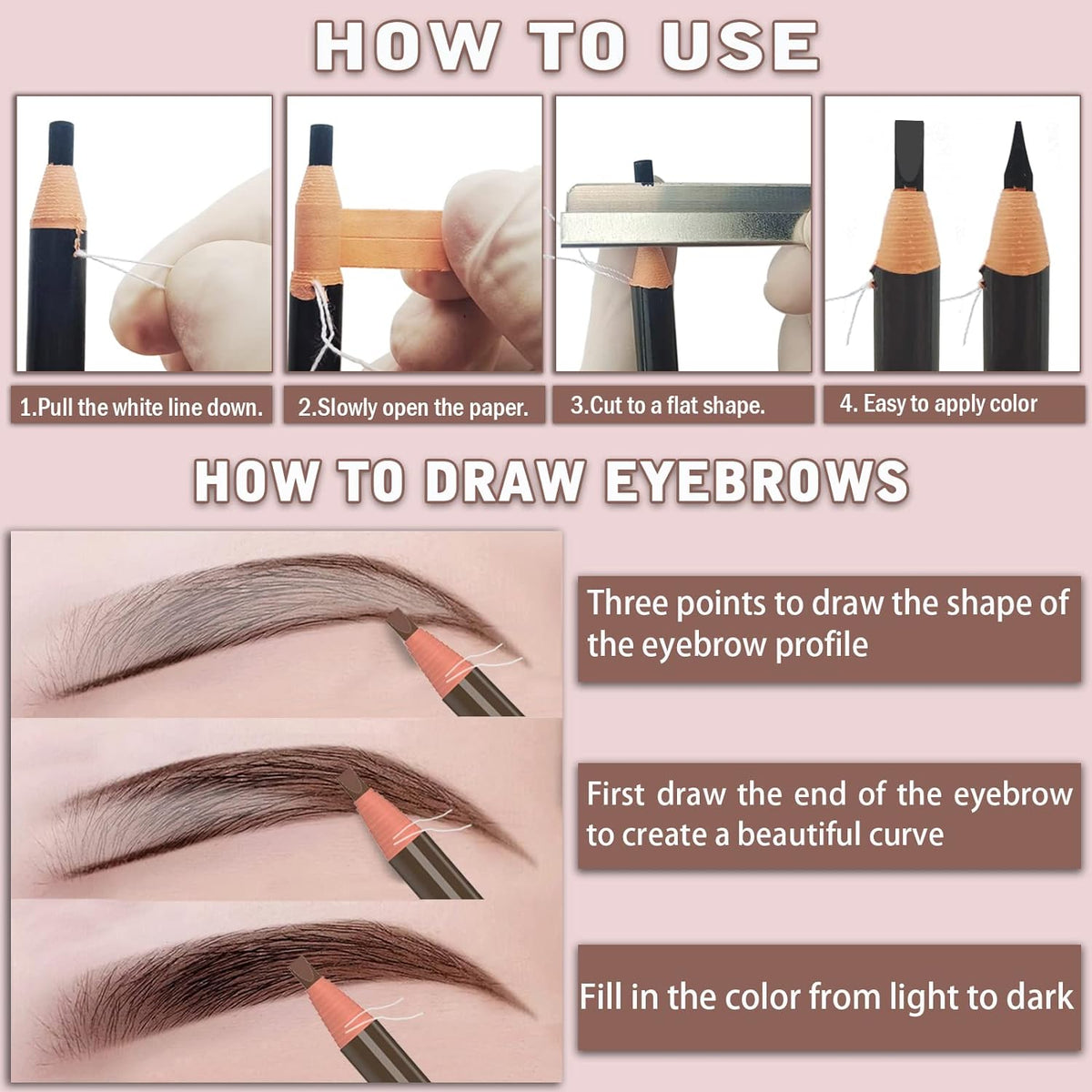 12 Piece Dark Brown Colour Waterproof Eyebrows Pencil Tattoo Makeup And Microblading Supplies
