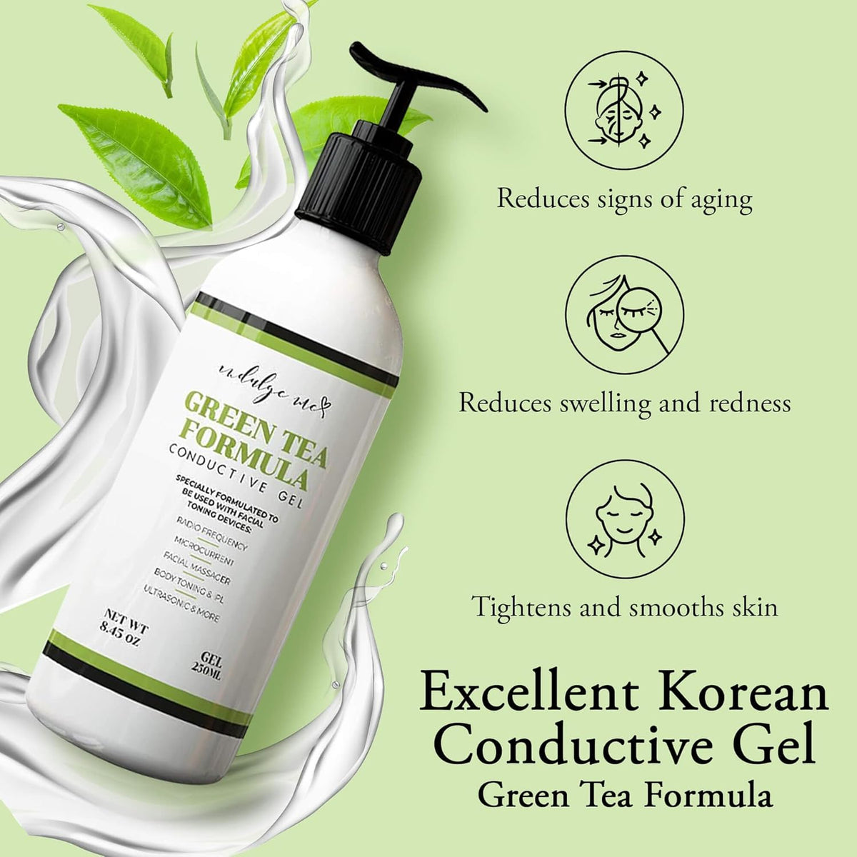 Facial Conductive Gel for Microcurrent Device with Korean Green Tea Extract, Aloe Leaf Water