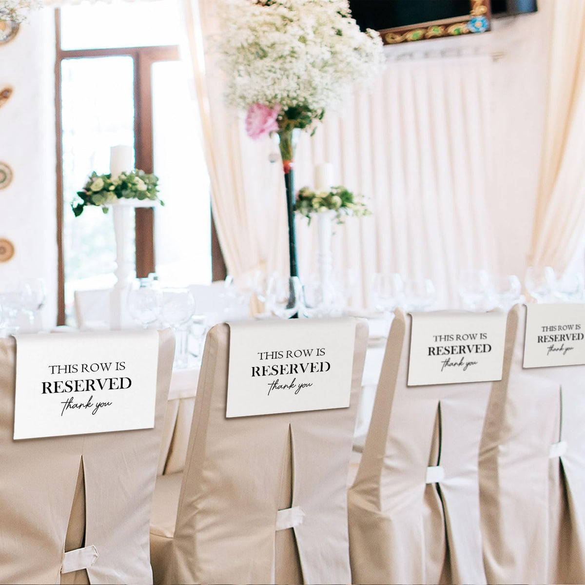 Reserved Seating Chair Signs, This Row Is Reserved Pew Cloths Seating Placeholder for Church Pews