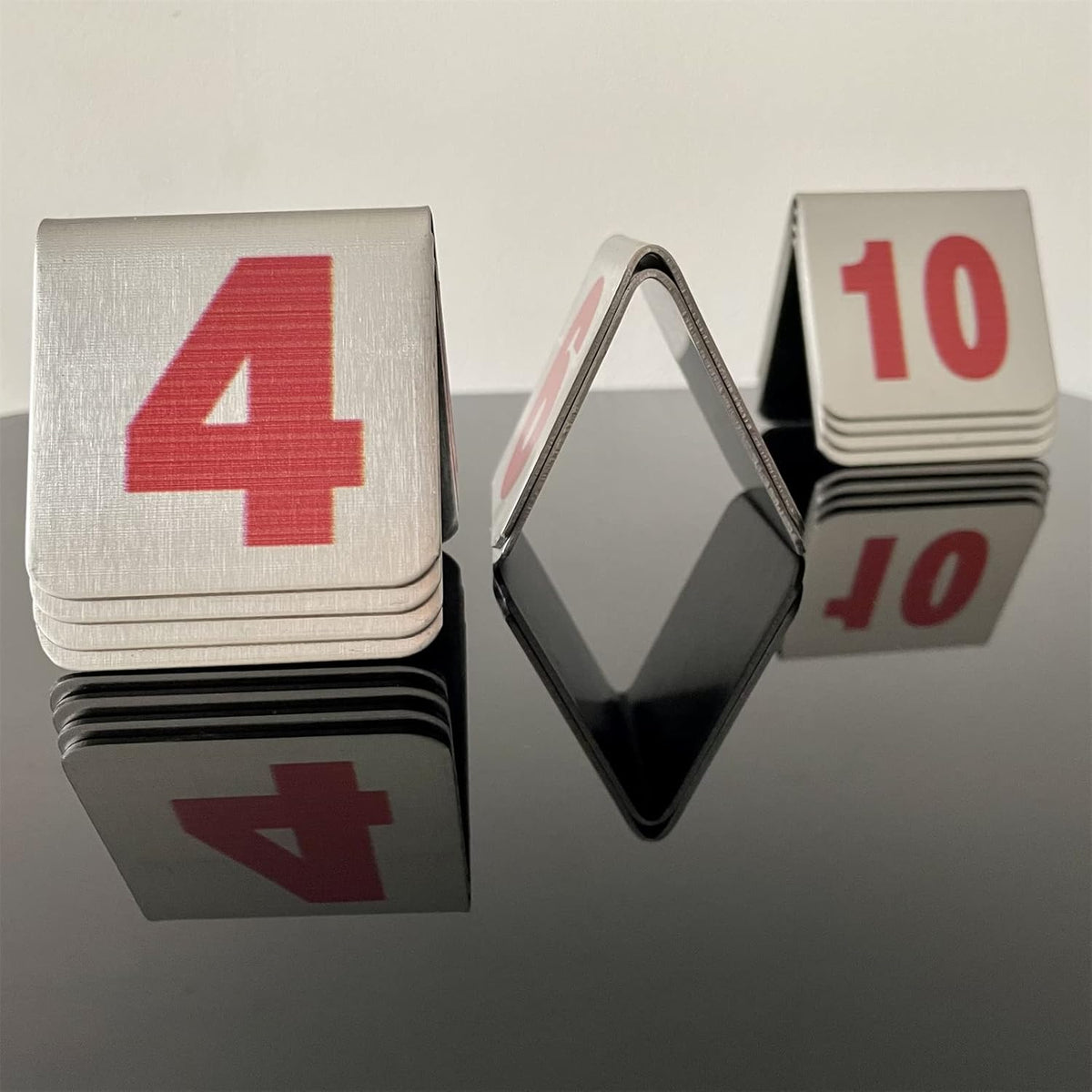 10 Pcs Metal Place Cards Stackable Tent Style Table Numbers，Place Card Holders for Celebration