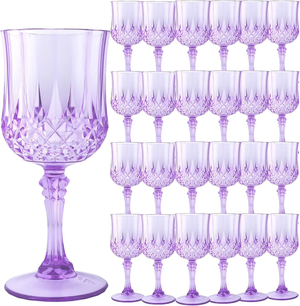 Plastic Wine Glasses，Plastic Goblets Vintage Style Cordial Drinking Glasses for Wedding Reception