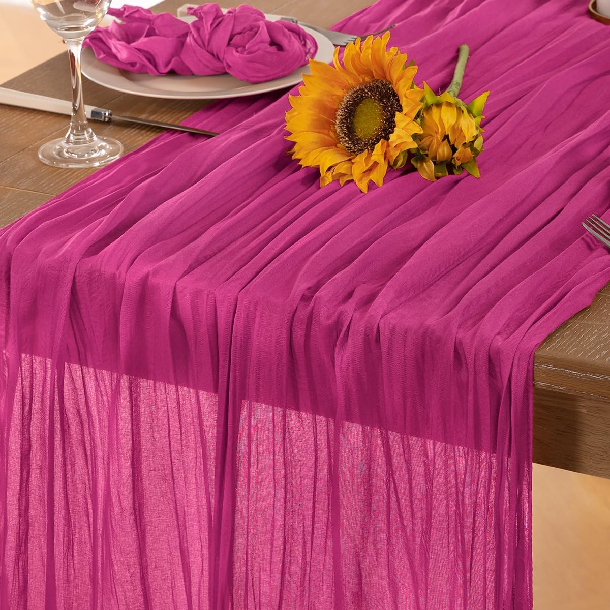 Hot Pink Cheesecloth Table Runner Fall Table Runner Boho Gauze 120 Inches Fuschia Cheese Cloth Fall