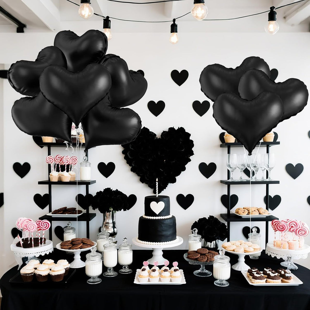 Black Heart Balloons,24Inch Large Black Heart Foil Balloons for Valentine's Day Birthday Wedding