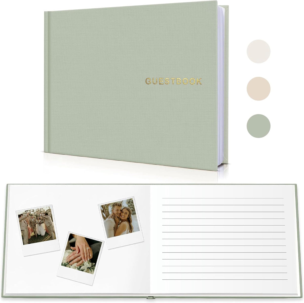 Elegant Linen Wedding Guset Book - Polaroid Guest Book for Wedding Reception,Baby Shower,Bridal