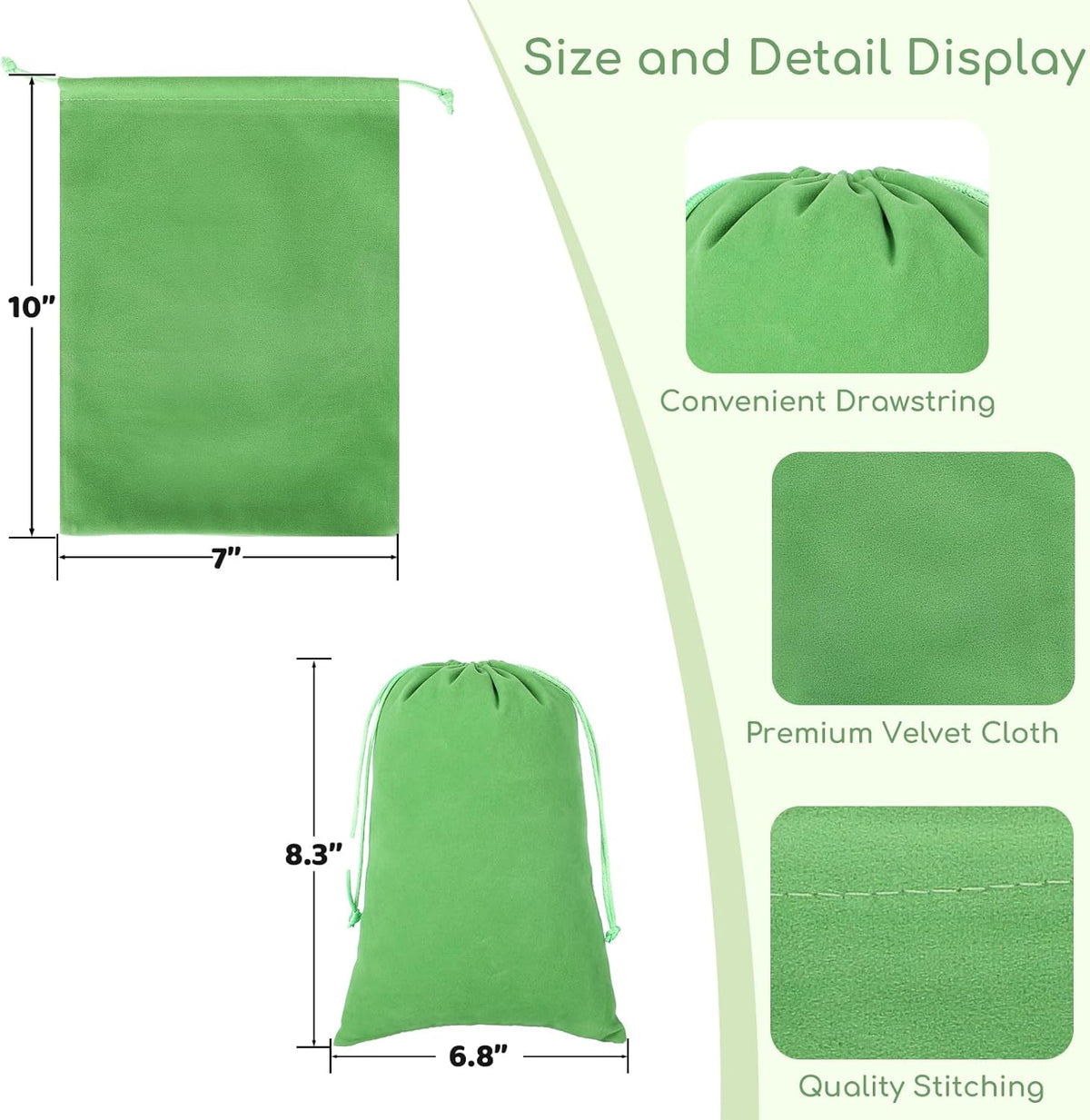 Velvet Drawstring Jewelry Bag, 50Pcs Green Dice Bag, 7x10, Or Wrapping Halloween Party Favors