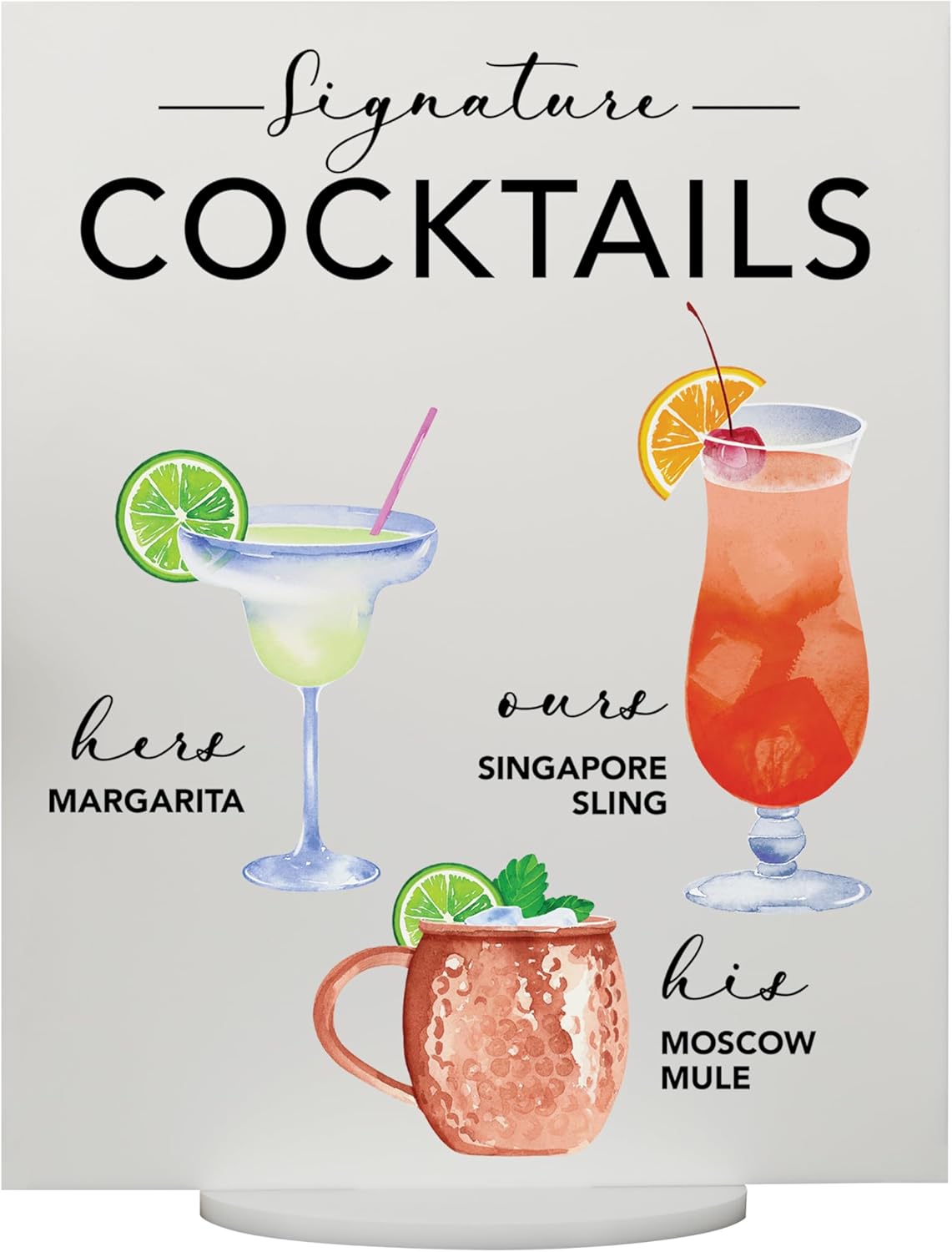 Signature Cocktail Sign | Acrylic Wedding Bar Menu | Bar Menu Sign | Bar Sign | 14" H x 11" W Black