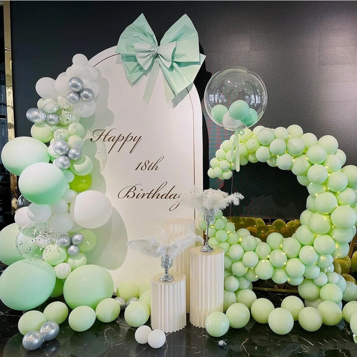 412pcs Pastel Mint Green Balloon Garland Arch Kit 18 12 10 5 Inch Different Sizes Light Latex