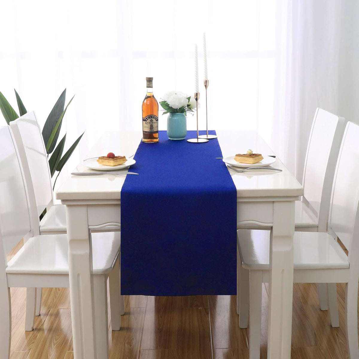 2 PCS Royal Blue Table Runner 14x72 Inch Long Coublt Blue Color Thick Polyester Decorative Cloth