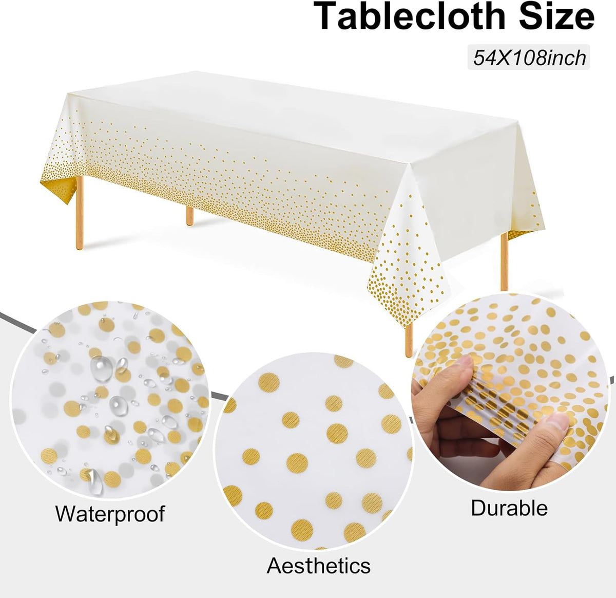 Festiva 176Pcs White and Gold Plastic Plates - White with Gold Rim Fall Dinnerware Set - 25Guest