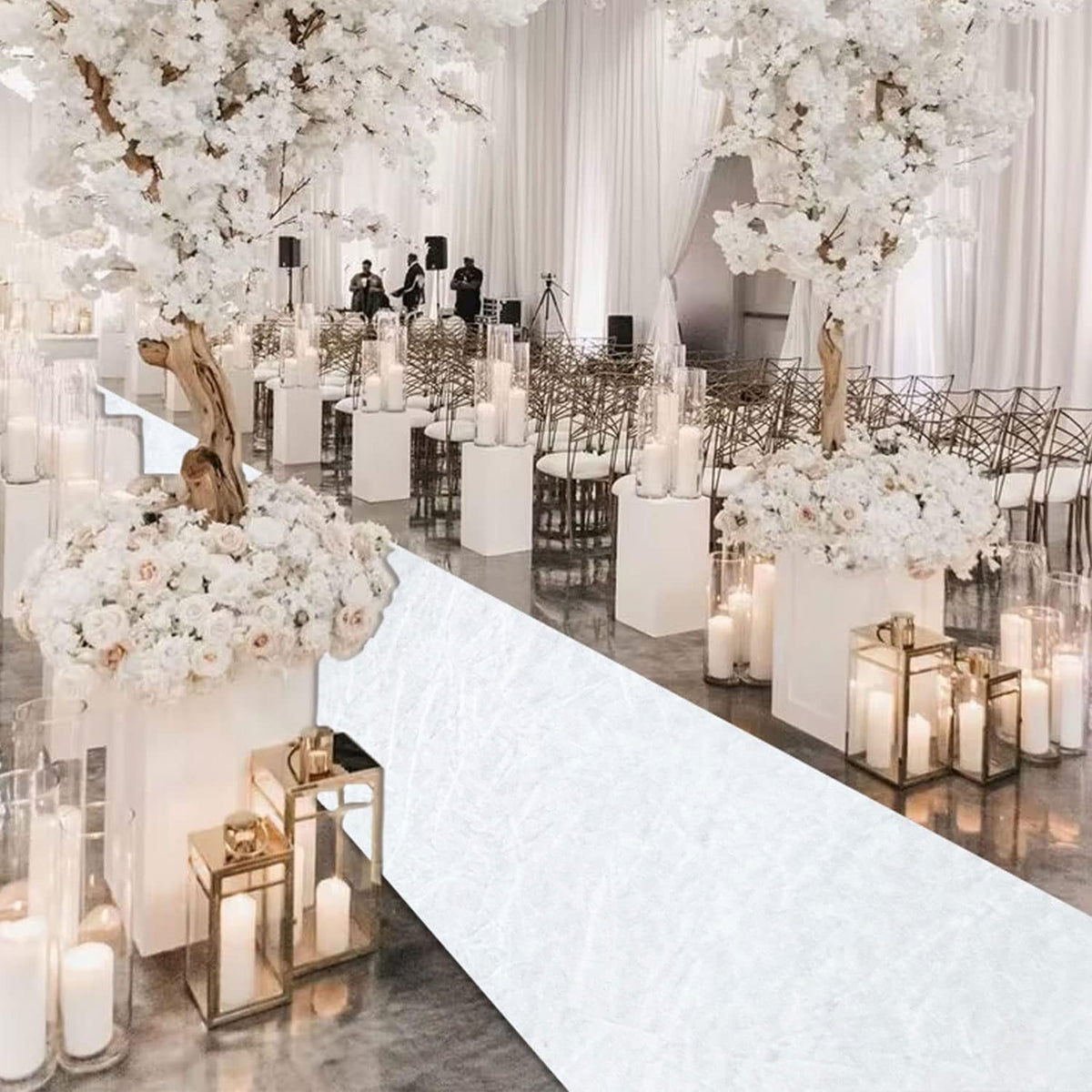 MODFUNS White Wedding Aisle Runner Outdoor Velvet Aisle Runner for Wedding Ceremony 4FTx20FT Carpet