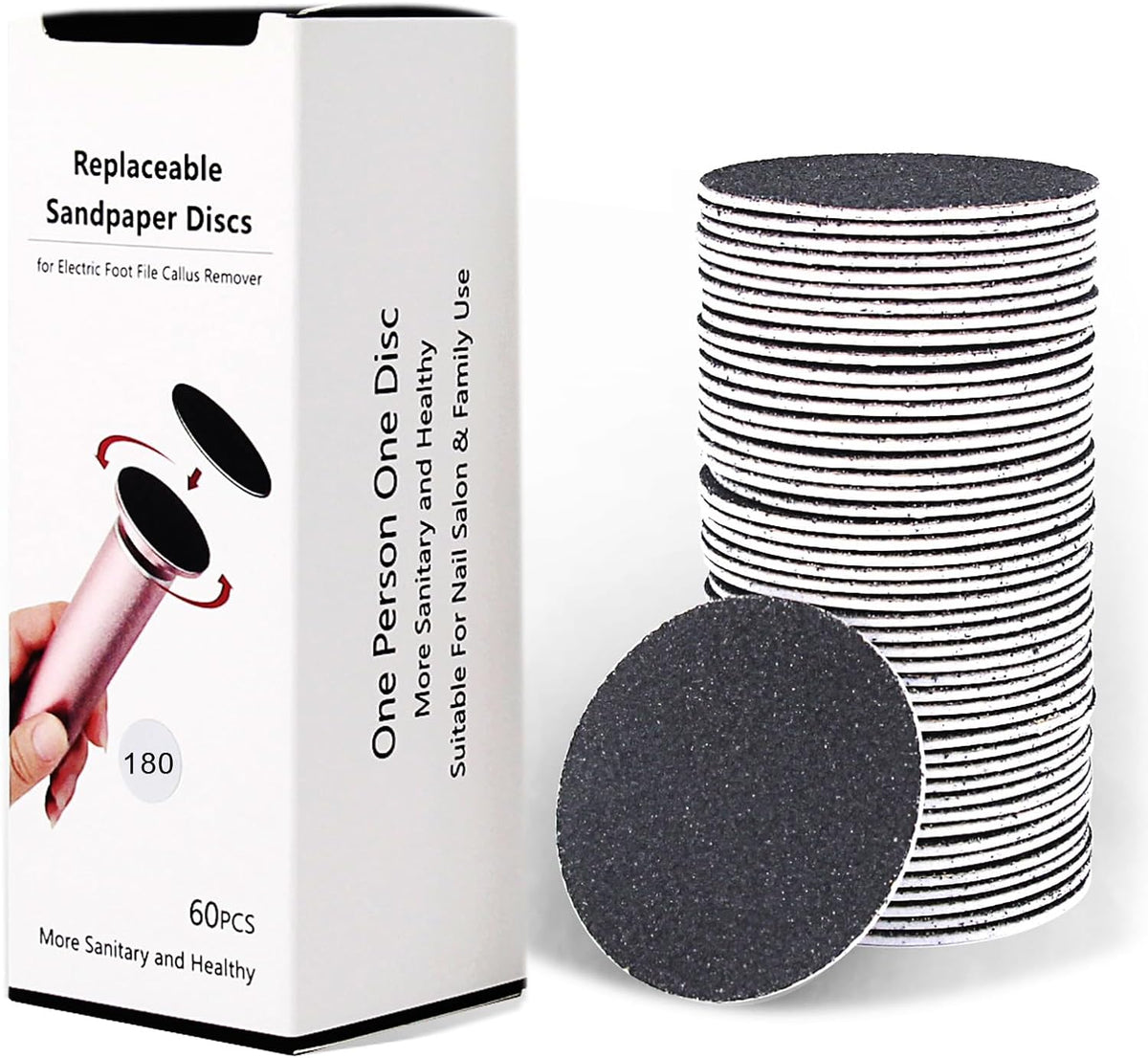 60pcs Replaceable Sandpaper Refill Discs for Electric Foot File Callus Remover Hard Dry Dead Skin