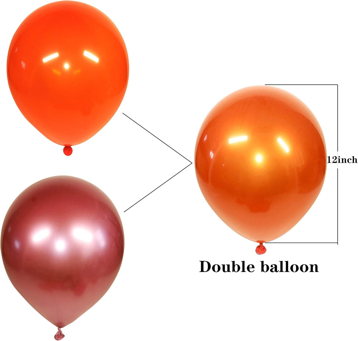 Metallic Orange Balloons, 50pcs 12 inch orange balloons, Double layer orange burnt balloons are