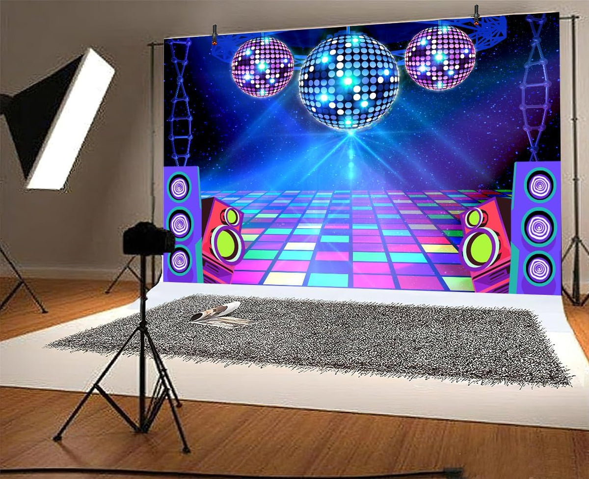 Disco Backdrop 7 x 5 ft Retro Glow Party 70s 80s 90s Theme Stage Dance Background Disco Party
